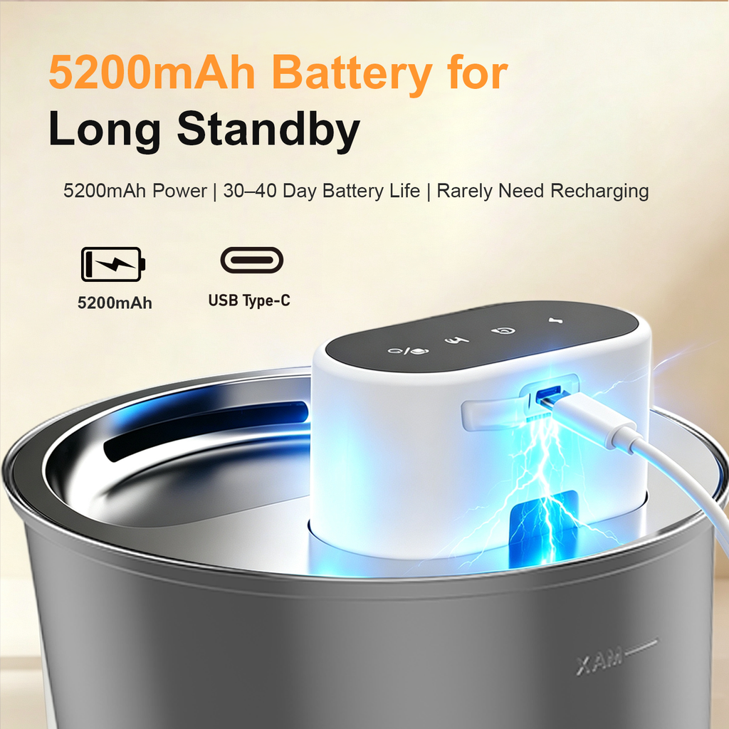 PawPilot 3.5L Rechargeable Stainless Steel Pet Water Fountain