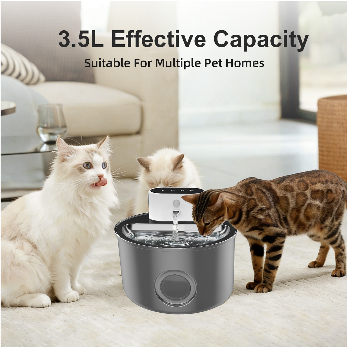 PawPilot 3.5L Rechargeable Stainless Steel Pet Water Fountain
