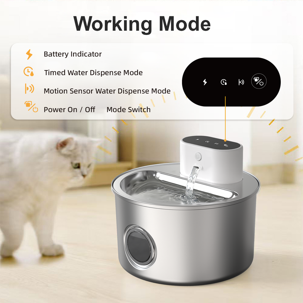 PawPilot 3.5L Rechargeable Stainless Steel Pet Water Fountain