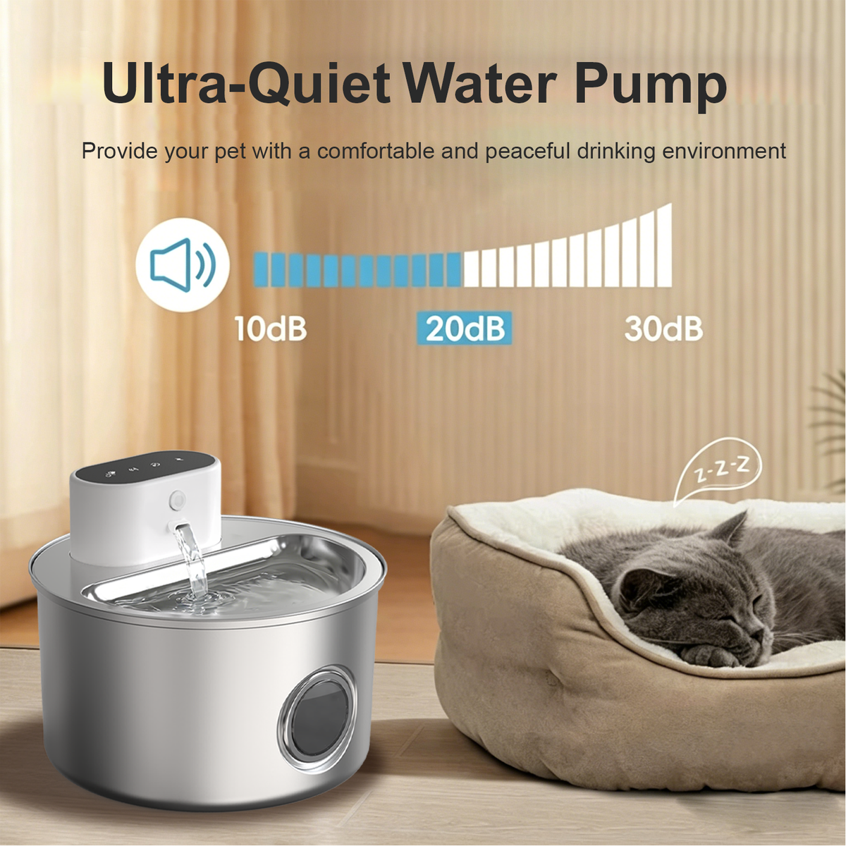 PawPilot 3.5L Rechargeable Stainless Steel Pet Water Fountain